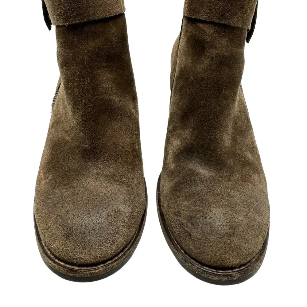 Paul Green Sheridan Chocolate Brown Nubuck Suede Leather Double Zip Booties